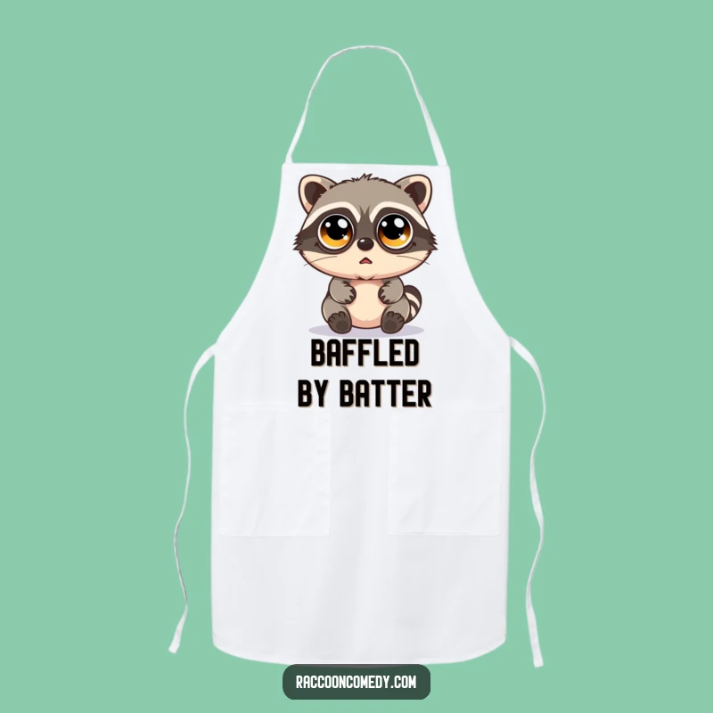 Funny Bewildered Kawaii Raccoon Apron: Cook with Wide-Eyed Wonder