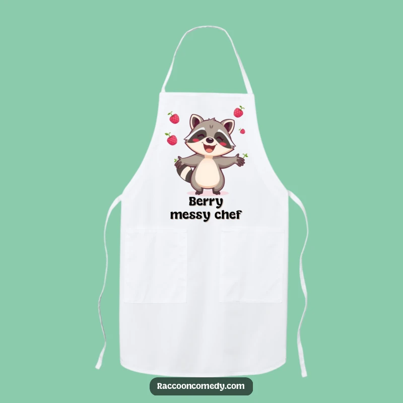 Funny Raccoon Berry Juggler Apron: Kitchen Fun for the Joyful Cook