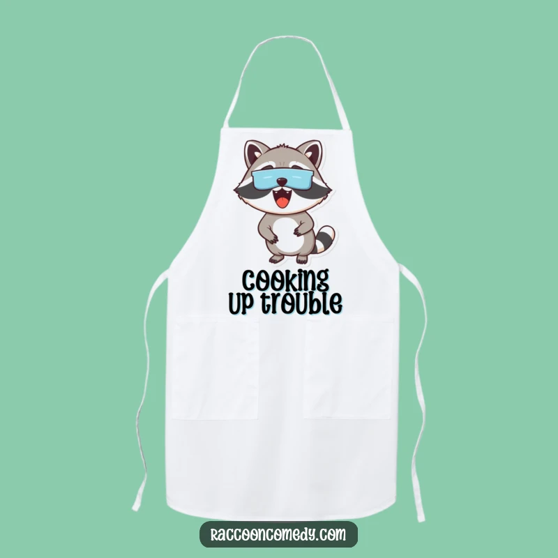 Funny Excited Raccoon Apron: Masked Kitchen Mischief, Hilarious Gift