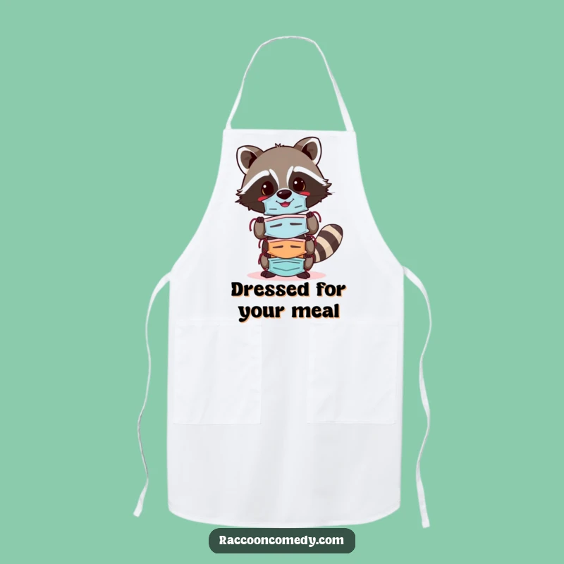 Funny Cheerful Raccoon Mask Apron: Cook with Character, Delightful Funny Gift!