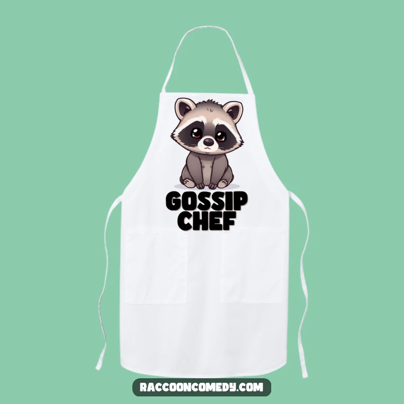 Funny Kawaii Raccoon Apron: Curious Listener, Humorous Kitchen Accessory