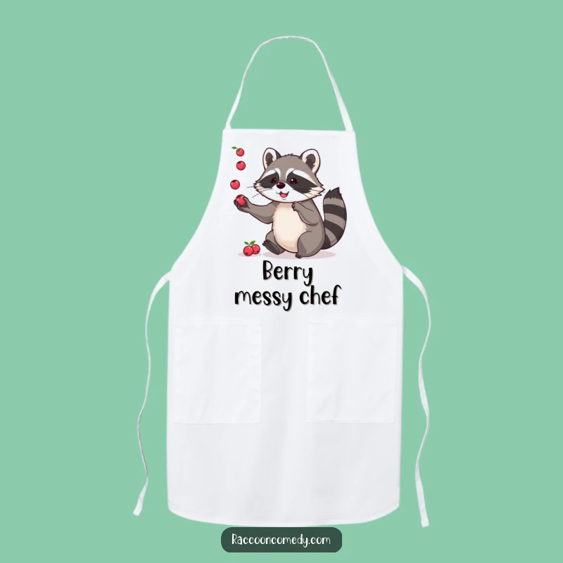 Funny Raccoon Apron: Playful Berry Juggler Kitchen Design, Protects with Humor Funny Gift