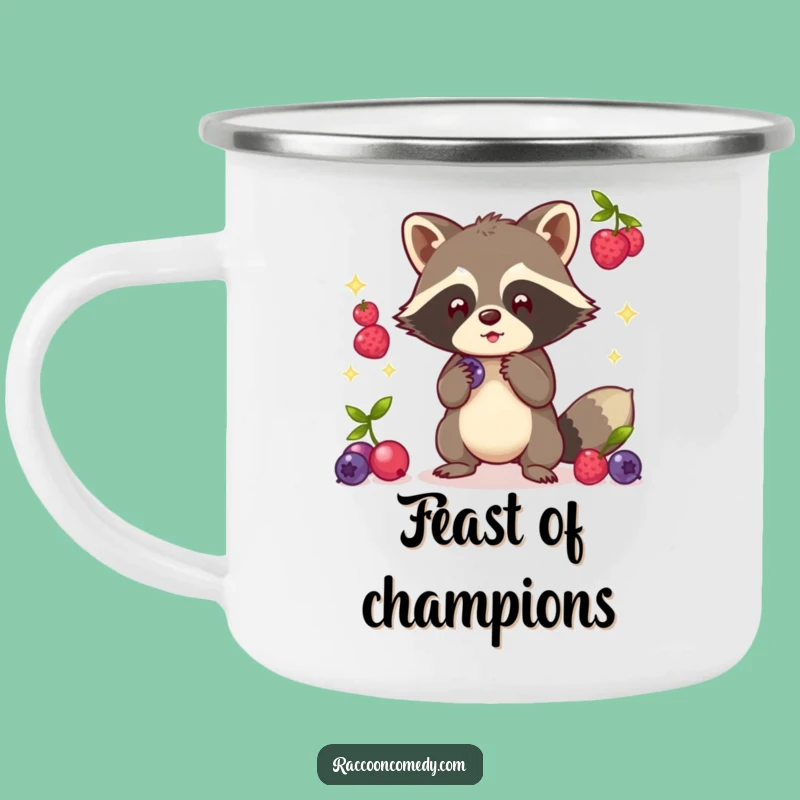 Funny Kawaii Raccoon Juggling Camp Mug - Durable and Hilarious Outdoor Performer