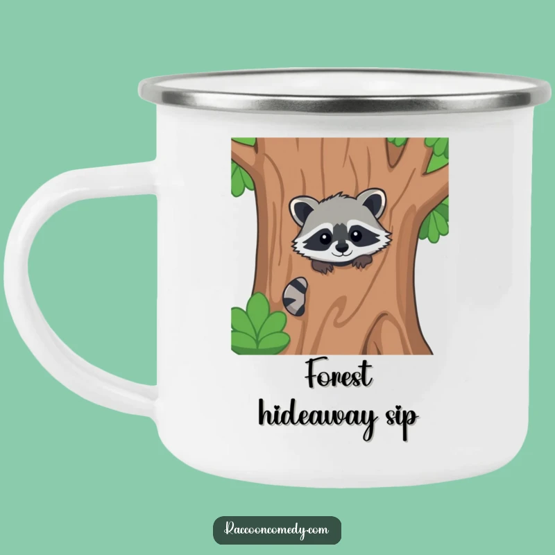 Funny Kawaii Raccoon Forest Camping Mug - Woodland Peek, Perfect Funny Gift