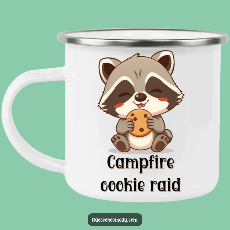 Funny Giggling Raccoon Cookie Steal Camping Mug - Adventure Treat Holder Gift