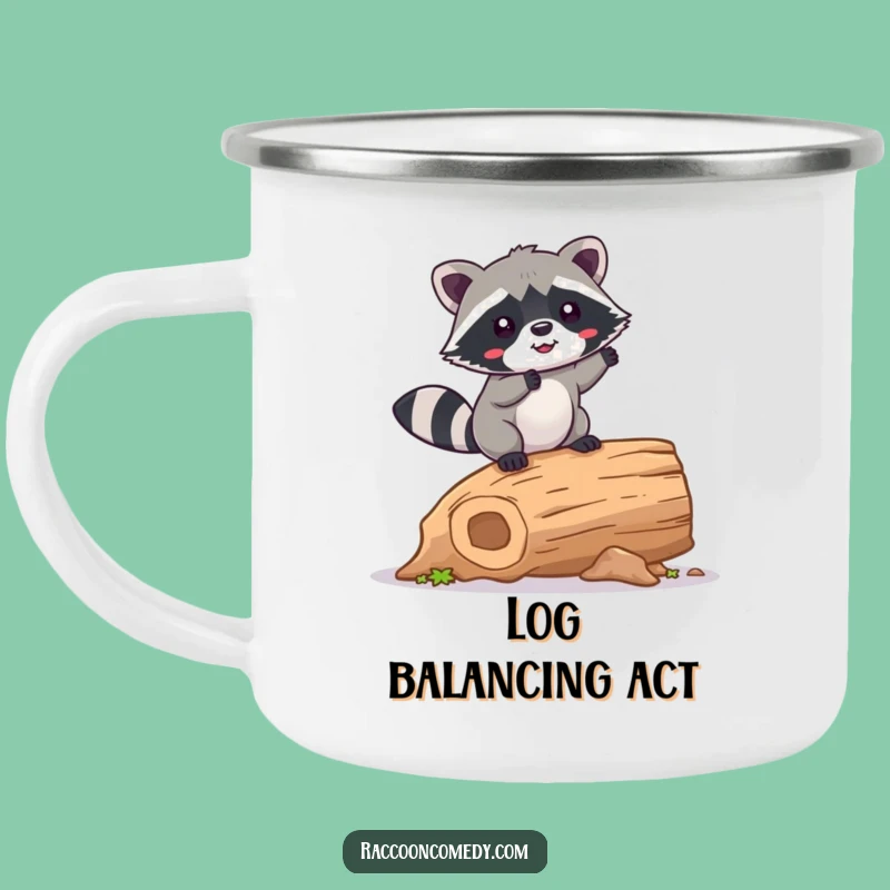 Funny Kawaii Raccoon Balancing Camping Mug: Durable & Cute Wobble Gift