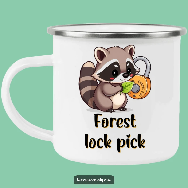 Funny Kawaii Raccoon Leaf Lock Camping Mug: Adventure Fueled by Nature's Whimsy and Warm Drinks