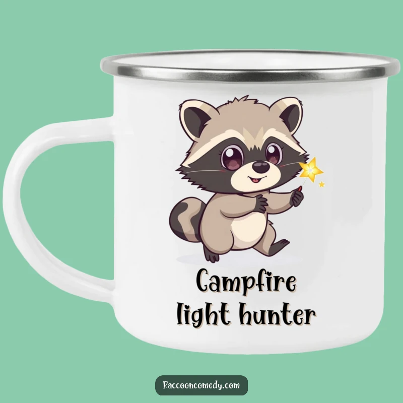 Funny Playful Raccoon Camping Mug, Start Your Adventure with Hilarious Wonder