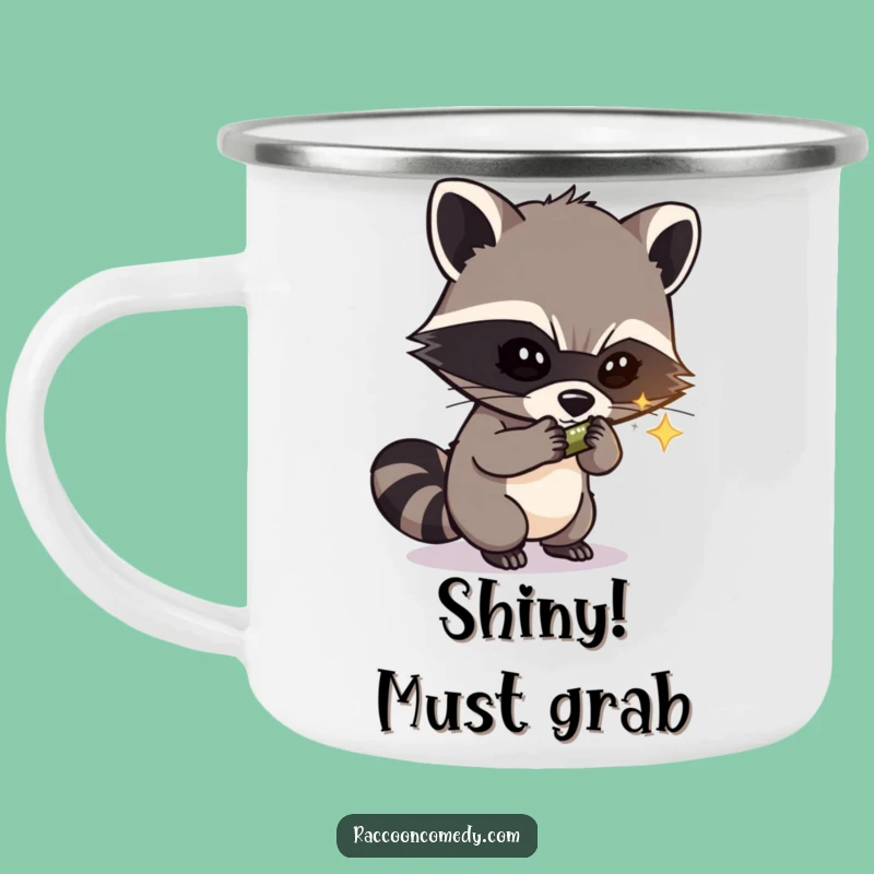 Funny Raccoon Camping Mug: Enamel Bandit Thief Design, Rugged and Hilarious Funny Gift