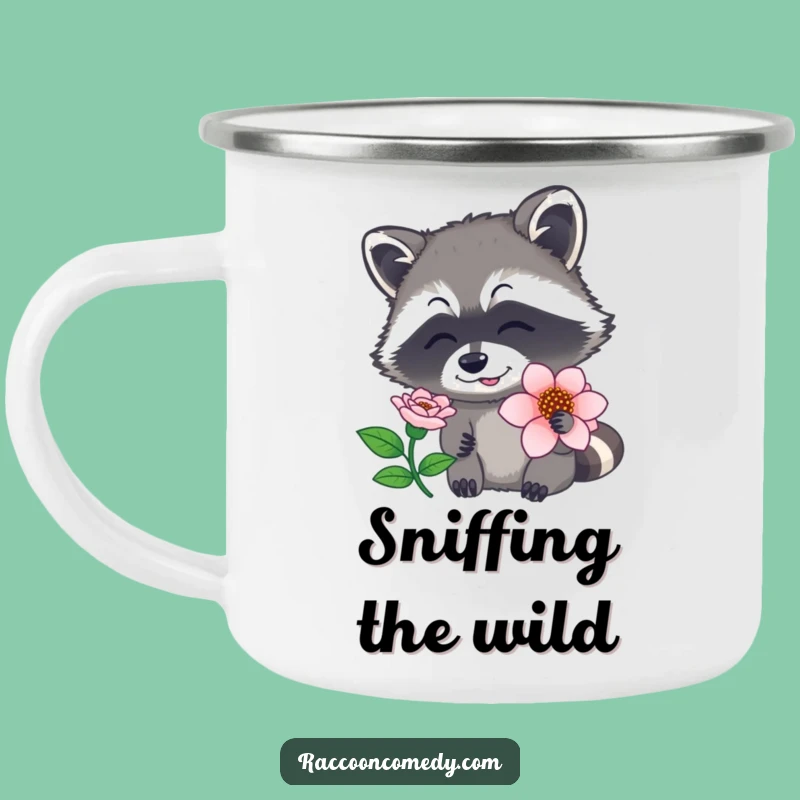 Funny Raccoon Flower Camping Mug - Outdoor Scent Explorer, Hilarious Funny Gift!