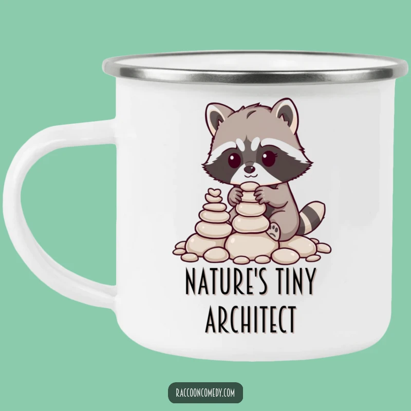 Funny Raccoon Pebble Stacker Camping Mug: Adventure-Ready Craftsmanship