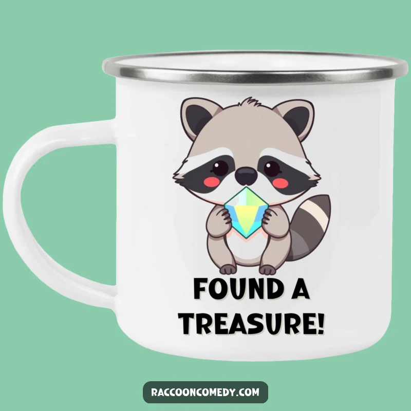 Kawaii Raccoon Treasure Mug: Your Sparkly Camp Companion!