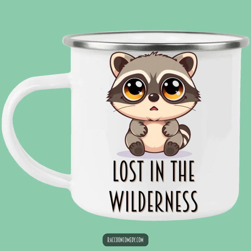 Funny Bewildered Kawaii Raccoon Camping Mug: Surprise Your Campsite