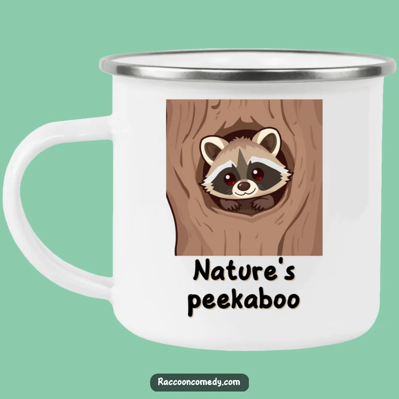 Funny Kawaii Raccoon Curious Camp Mug - Durable and Hilarious Outdoor Companion