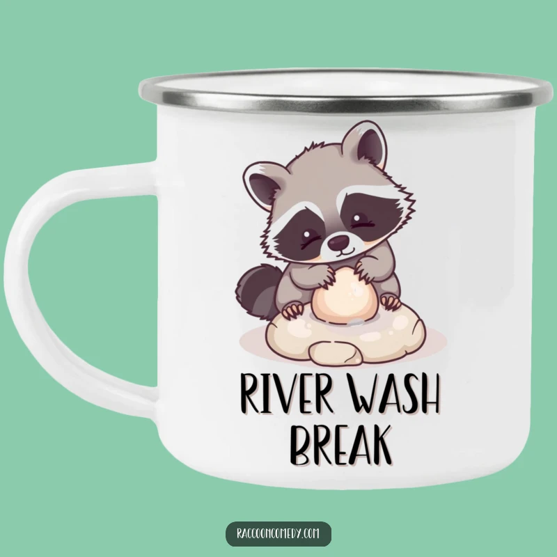 Funny Kawaii Raccoon Camping Mug: Durable Metal Cup with Stone Washing Raccoon Surprise Gift