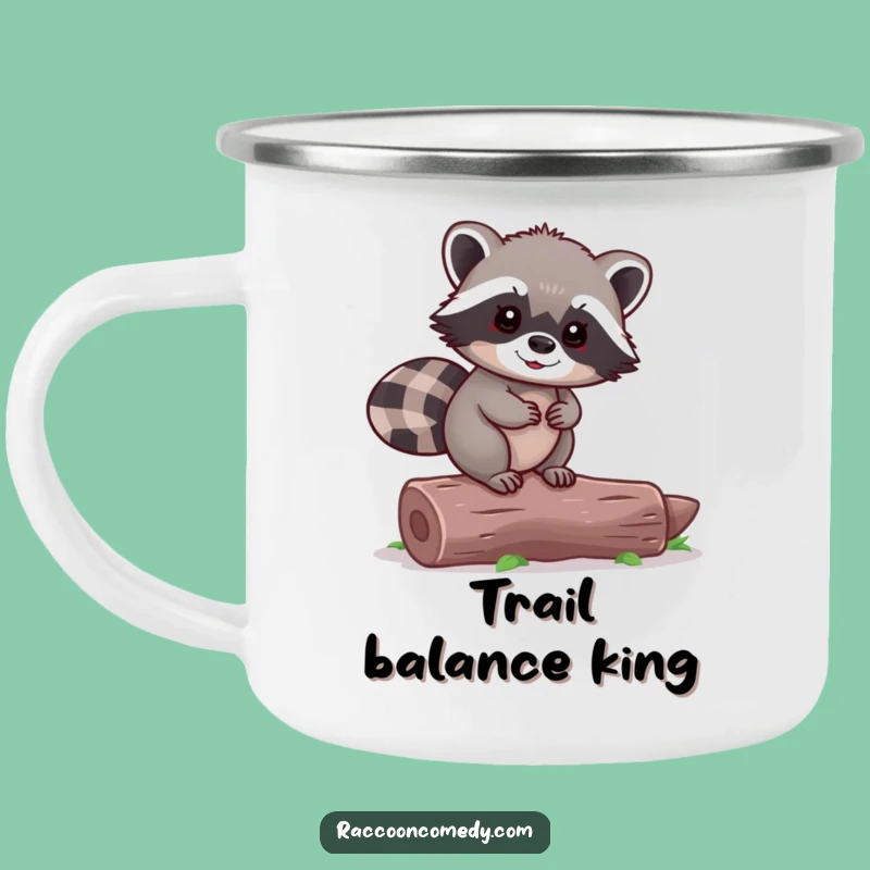 Funny Tiny Raccoon Balancing Log Camping Mug - Adventure & Cute Drinkware Gift