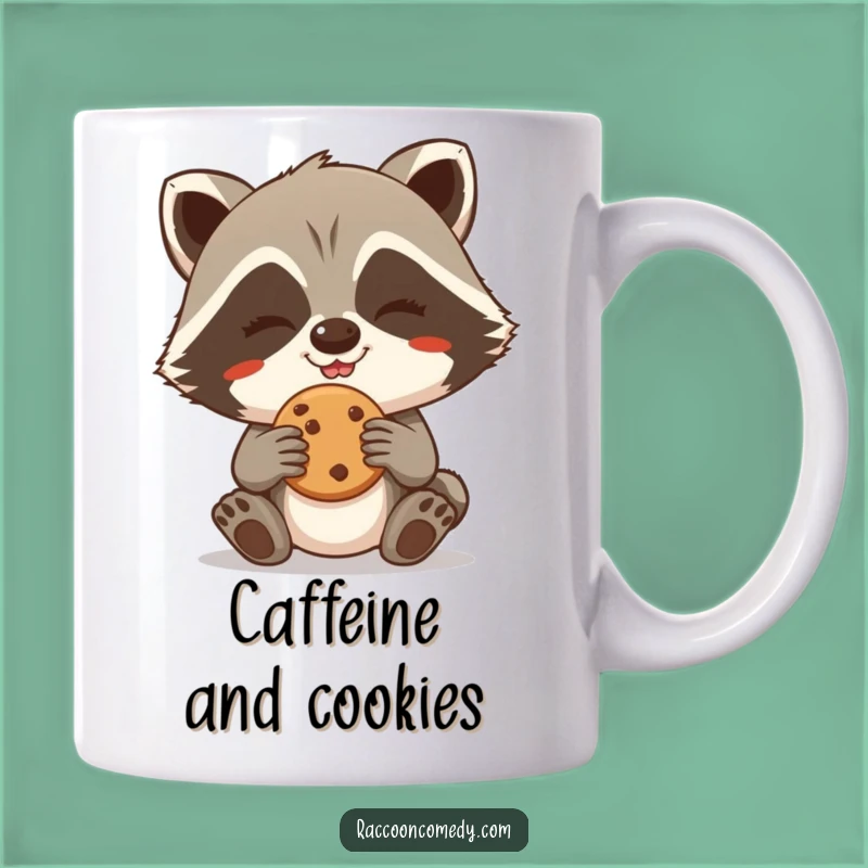 Funny Giggling Raccoon Cookie Steal Mug - Mischievous Treat Lover Gift