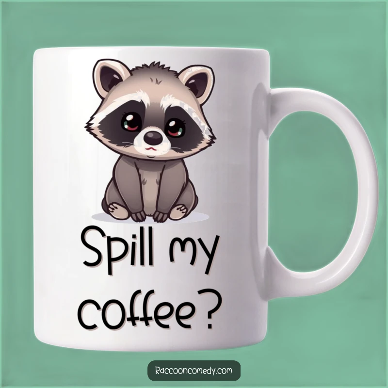 Funny Kawaii Raccoon Mug: Curious Tilt, Listening Intently, Humorous Gift
