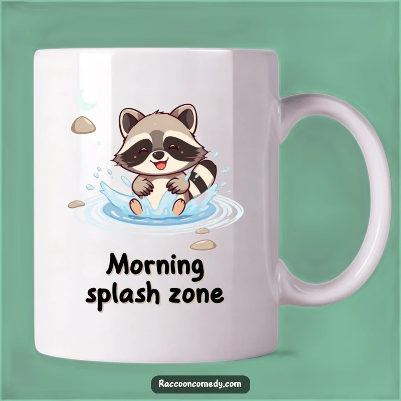 Funny Kawaii Raccoon Mug: Joyful Stream Splash, Delightful & Humorous Gift