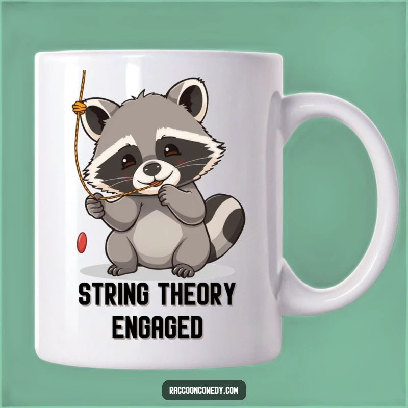 Funny Kawaii Raccoon Playful Mug - String Teaser, Perfect Funny Gift for Cat Lovers