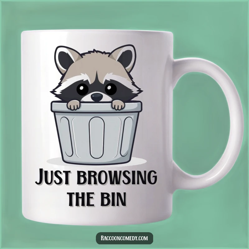 Funny Mischievous Raccoon Trash Bin Mug, Hilarious Prankster Gift for Friends