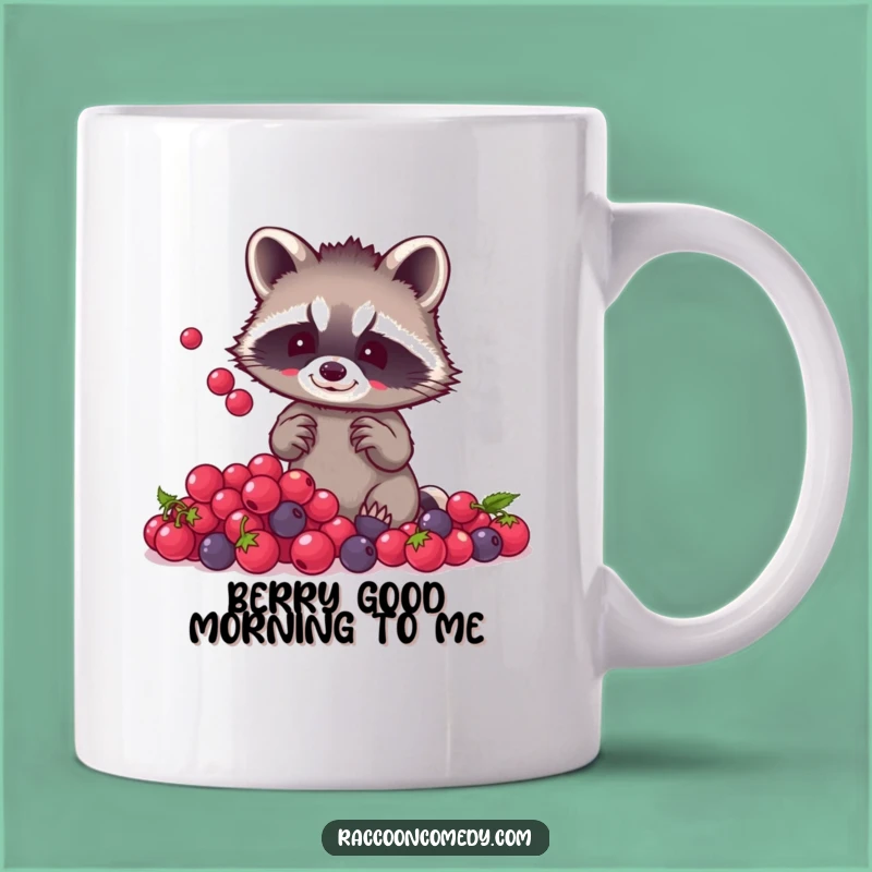 Funny Raccoon Berry Juggling Mug: Tiny Paws, Big Fun for Your Morning Coffee