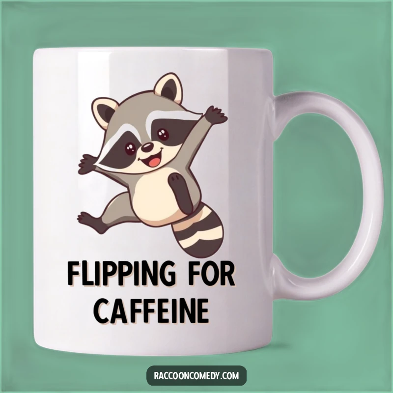 Funny Raccoon Flip Mug: Acrobat's Smile and Playful Energy Gift