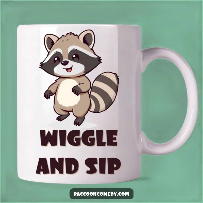 Funny Raccoon Mug: Happy Dancing Floof Tail, Joyful and Funny Gift Idea