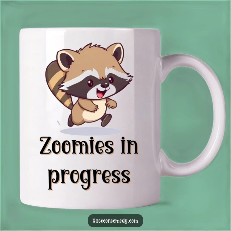 Funny Scampering Raccoon Cub Mug - Hilarious Gift for Excitable People!