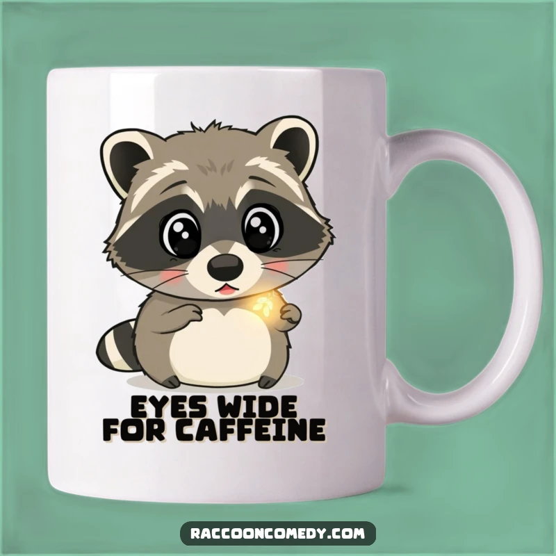 Funny Surprised Raccoon Firefly Mug: A Magical Moment, Perfect Funny Gift!