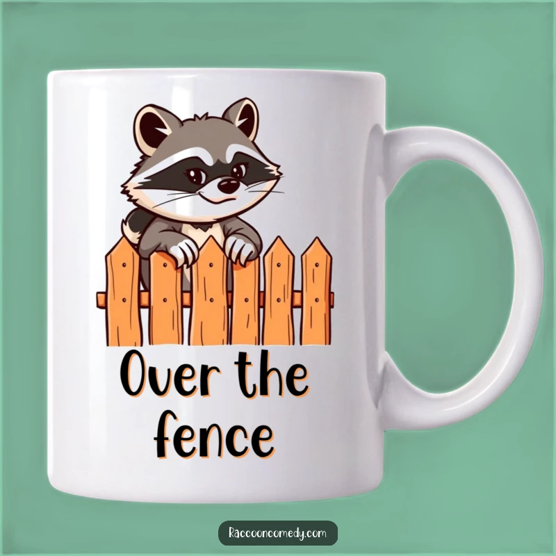 Funny Raccoon Mug: Sly Scaler Grinning Fence Climber, Adventurous Funny Gift Idea