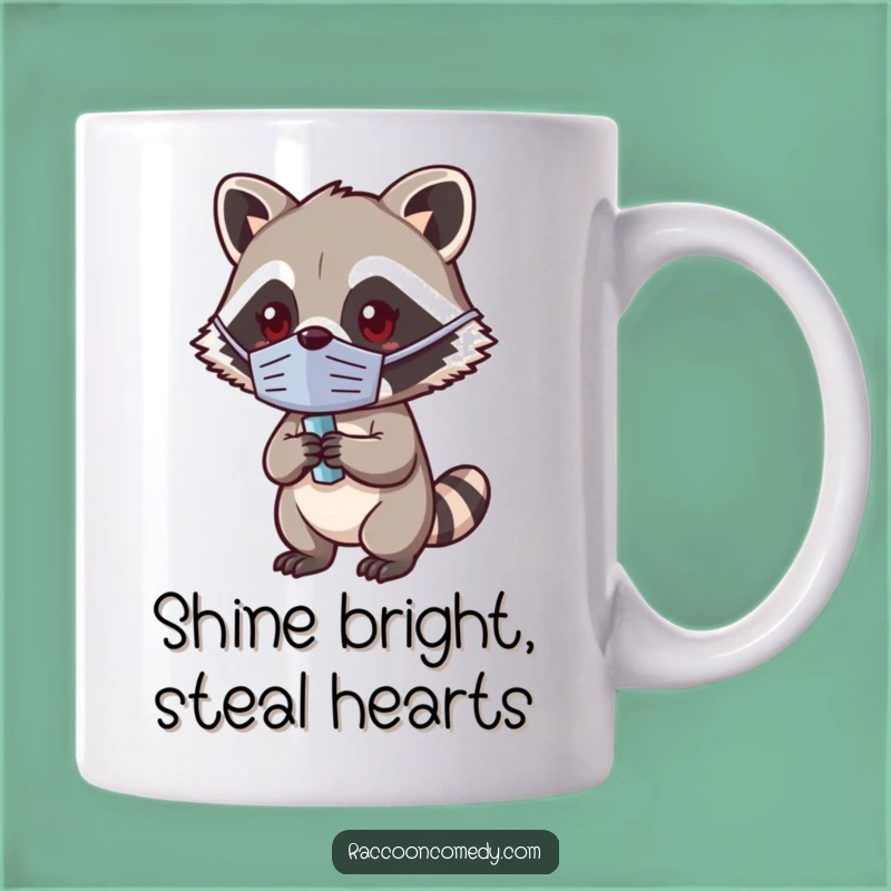 Funny Kawaii Raccoon Masked Mug - Hilarious Shiny Object Thief Gift