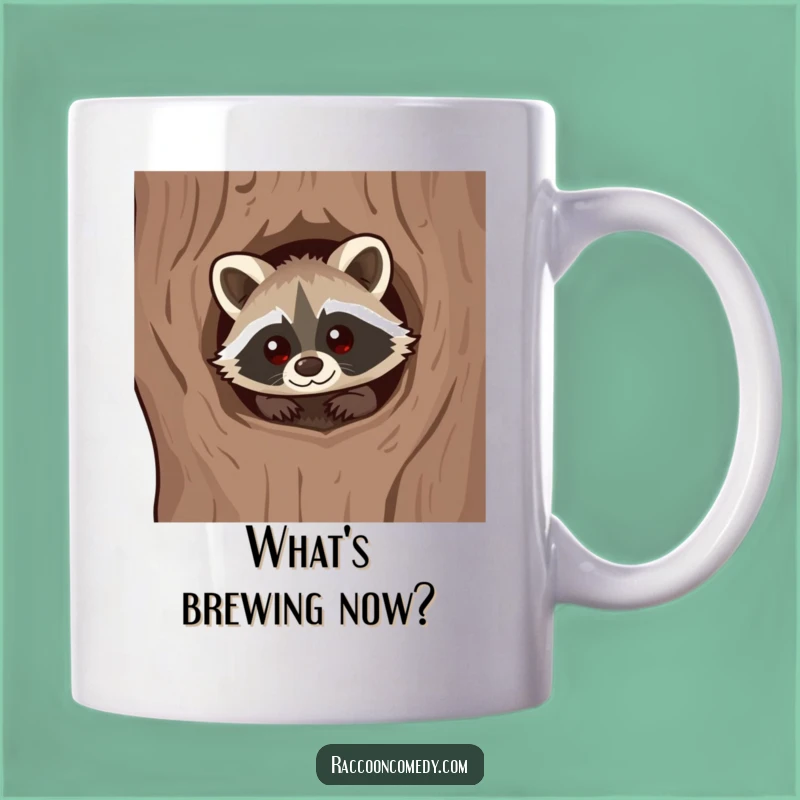 Funny Kawaii Raccoon Curious Mug - Adorable Peeking Explorer Gift