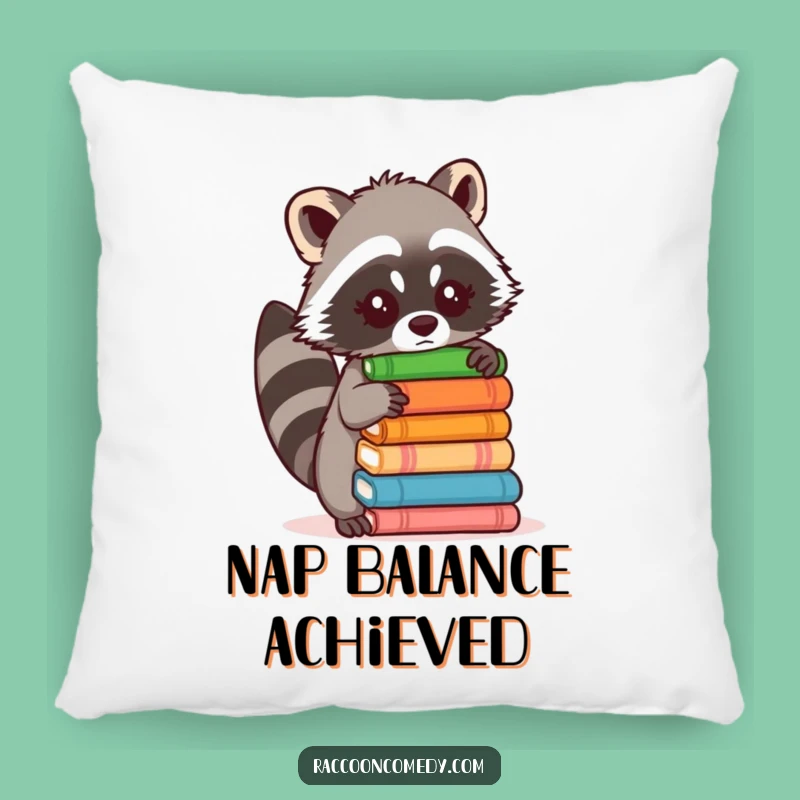 Comfy Funny Raccoon Balancing Pillow: Huggable Humor for Your Couch!