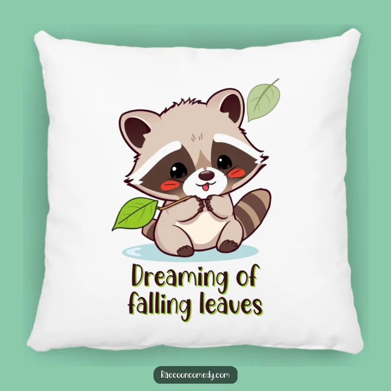 Funny Kawaii Raccoon Leaf Batting Pillow: Cozy Comfort with Playful Charm
