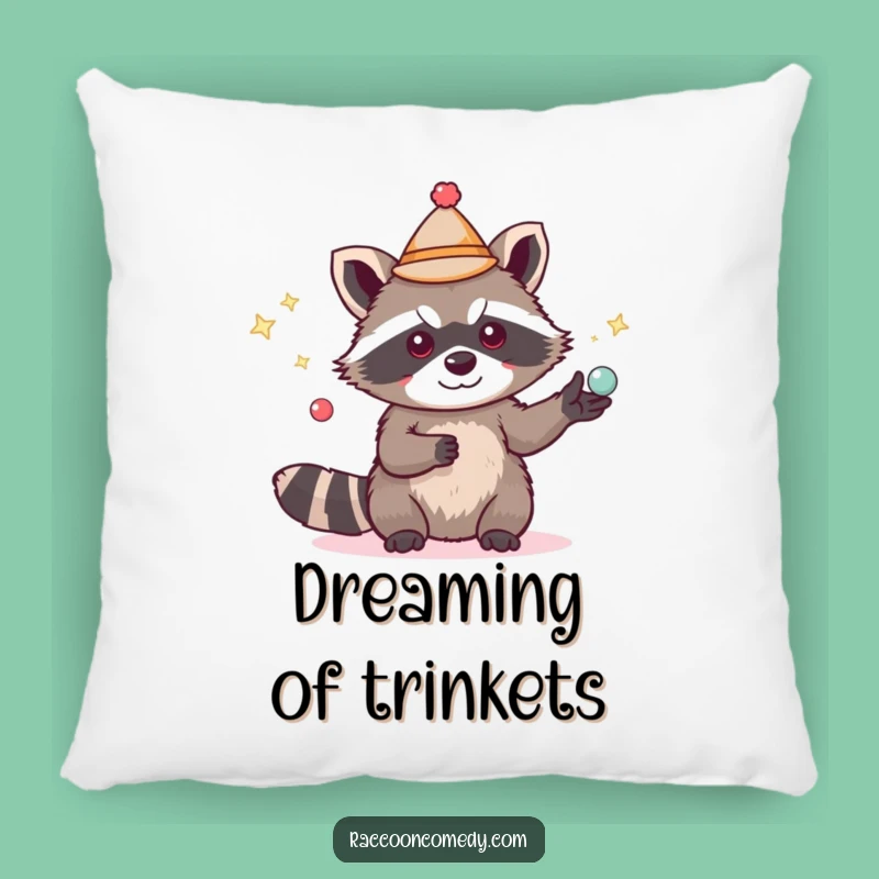 Funny Raccoon Juggling Hat Pillow, Cozy Comfort and a Hilarious Whimsical Gift
