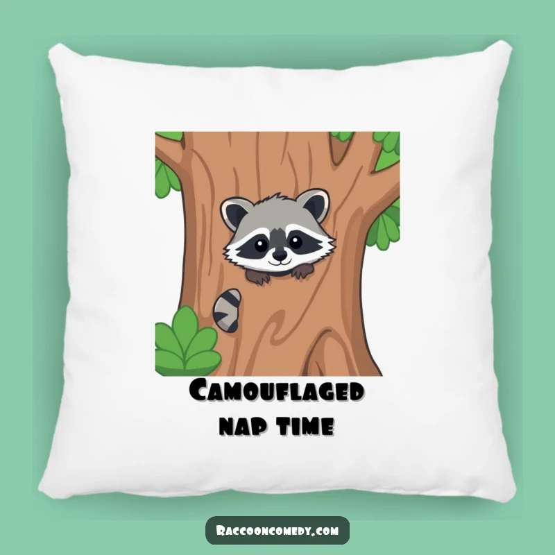 Funny Kawaii Raccoon Forest Pillow - Cozy Hideaway, Perfect Funny Gift