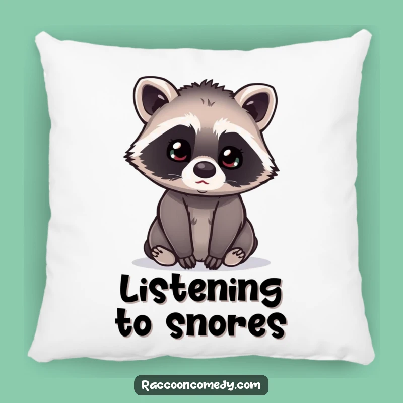 Funny Kawaii Raccoon Pillow: Curious Listener, Cozy & Humorous Decor