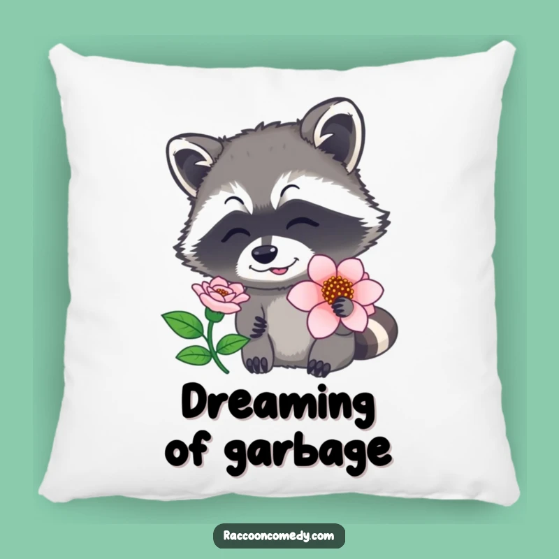 Funny Raccoon Flower Pillow - Soft Nature Accent, Perfect Funny Gift!
