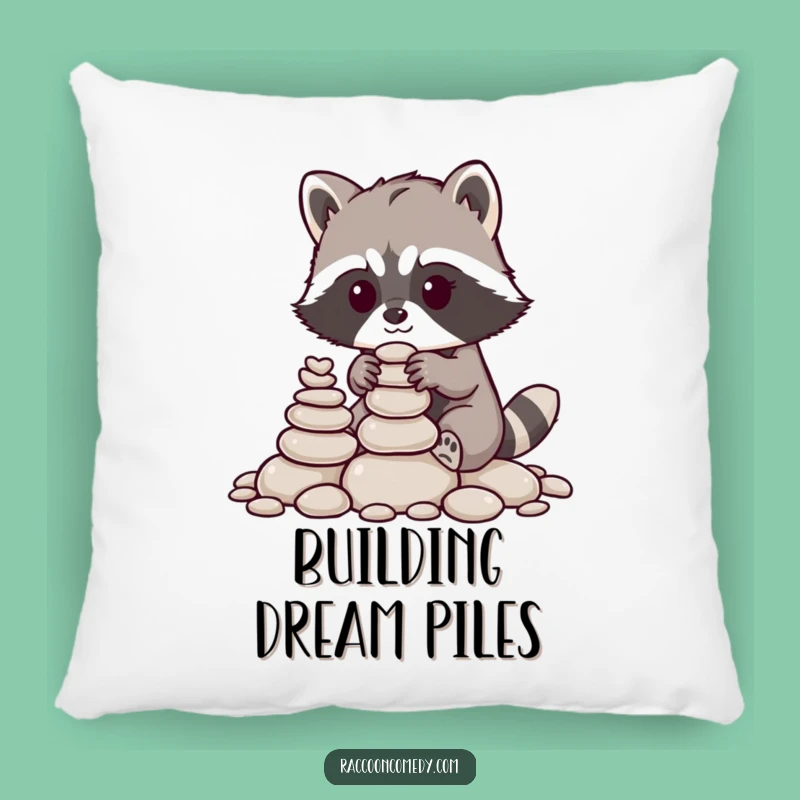 Funny Raccoon Pebble Stacker Pillow: Cuddly Comfort, Focused Charm