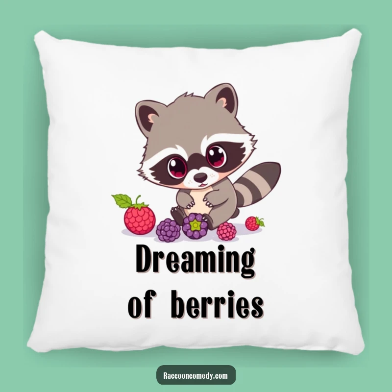 Funny Raccoon Pillow: Wide-Eyed Berry Comfort, Adorable Funny Gift