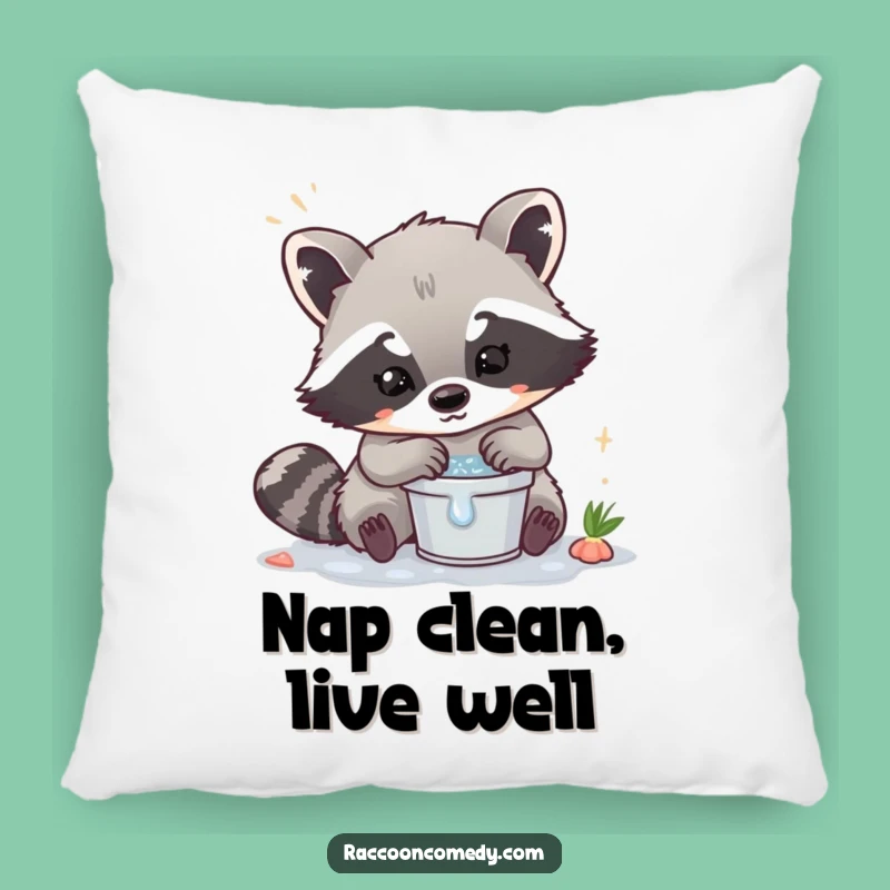 Funny Kawaii Raccoon Washing Pillow - Cute and Cozy Cleaning Accent