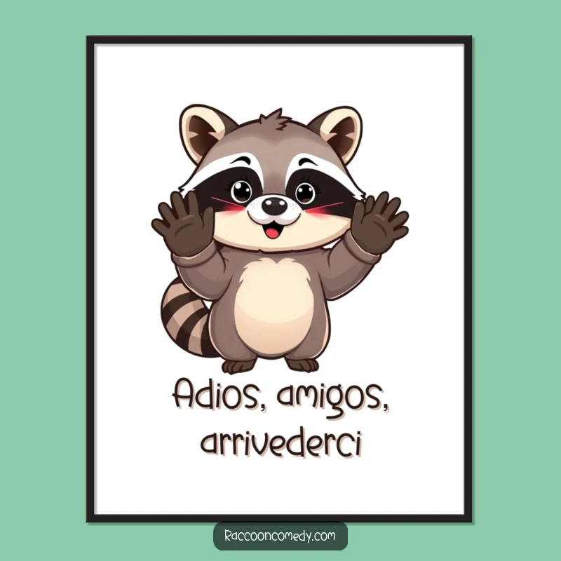 Funny Kawaii Raccoon Digital Art - Instant Cute Decor & Hilarious Gift!