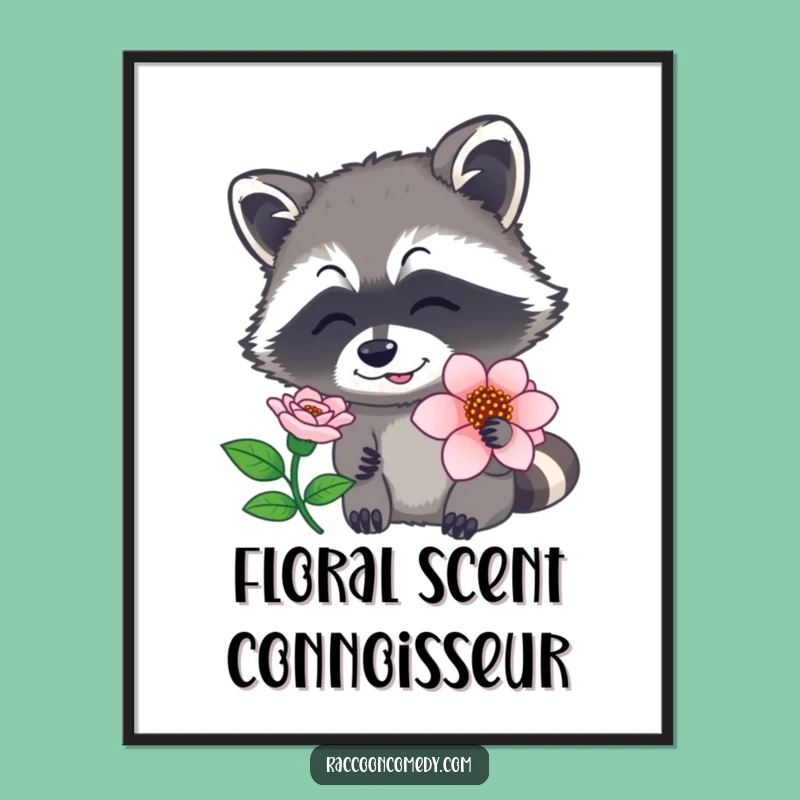 Funny Raccoon Flower Digital Art - Instant Nature Whimsy, Perfect Gift Download!