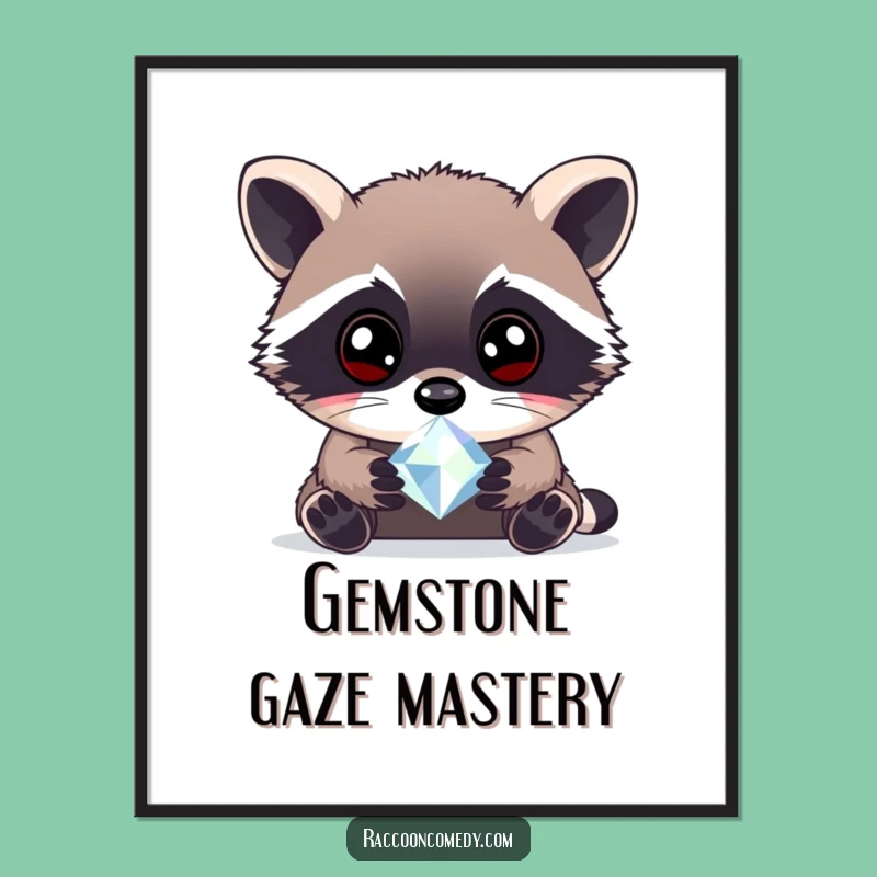 Funny Curious Raccoon Gem Digital Art: Bring Woodland Wonder to Your Walls