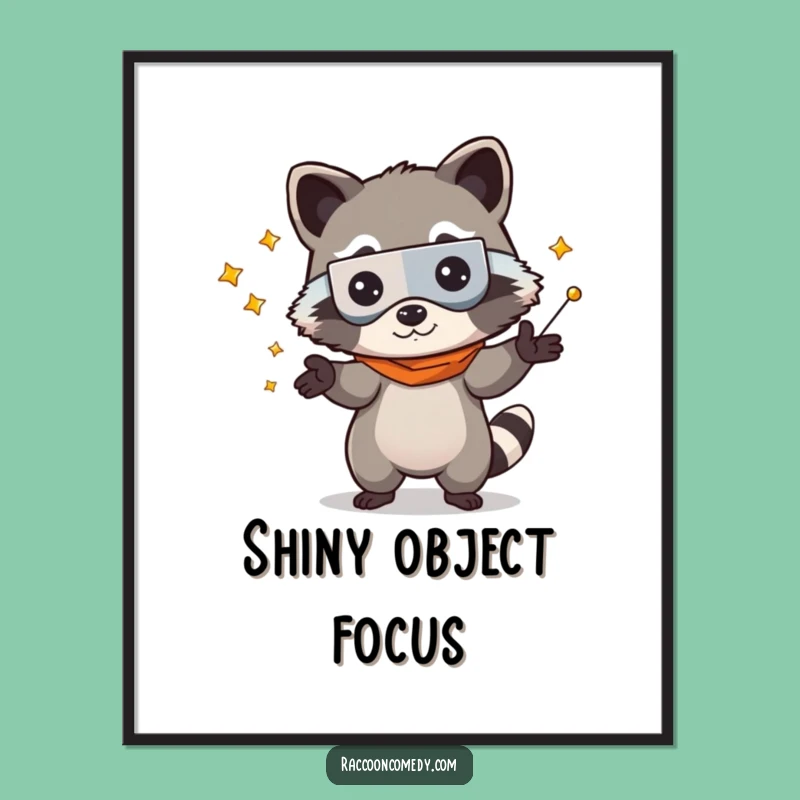 Funny Kawaii Raccoon Bandit Digital Art: Printable Mischief and Adorable Humor for Instant Decor
