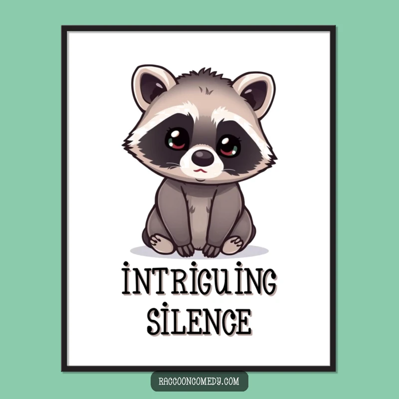 Funny Kawaii Raccoon Digital Art: Curious Listener, Instant Humorous Download