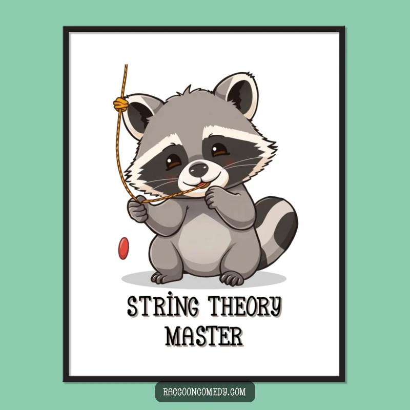 Funny Kawaii Raccoon Playful Digital Art - Batting Fun, Instant Funny Gift