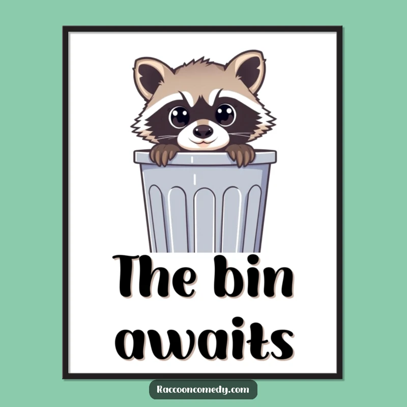 Funny Raccoon Digital Art: Curious Trash Panda Peek Design, Instant Humorous Decor Funny Gift