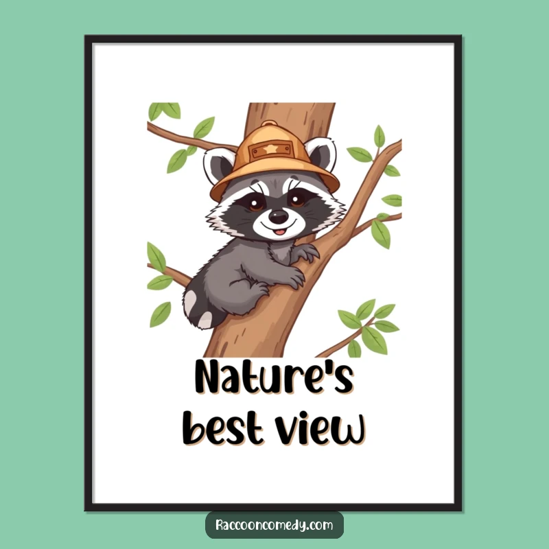 Funny Raccoon Explorer Digital Art - Printable Adventure Cub Wall Decor
